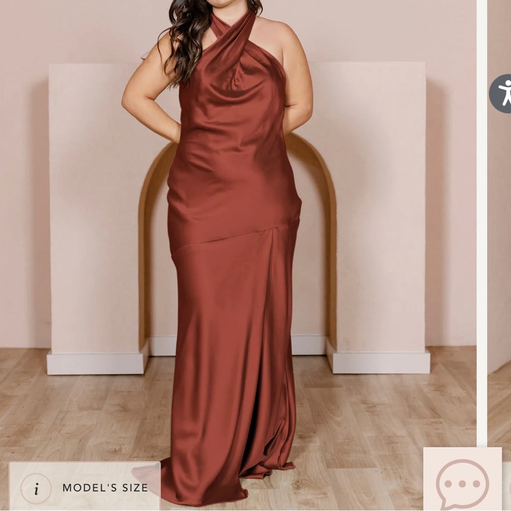 REVELRY ATHENA SATIN TERRACOTTA RUST BRIDESMAIDS DRESS SIZE 8